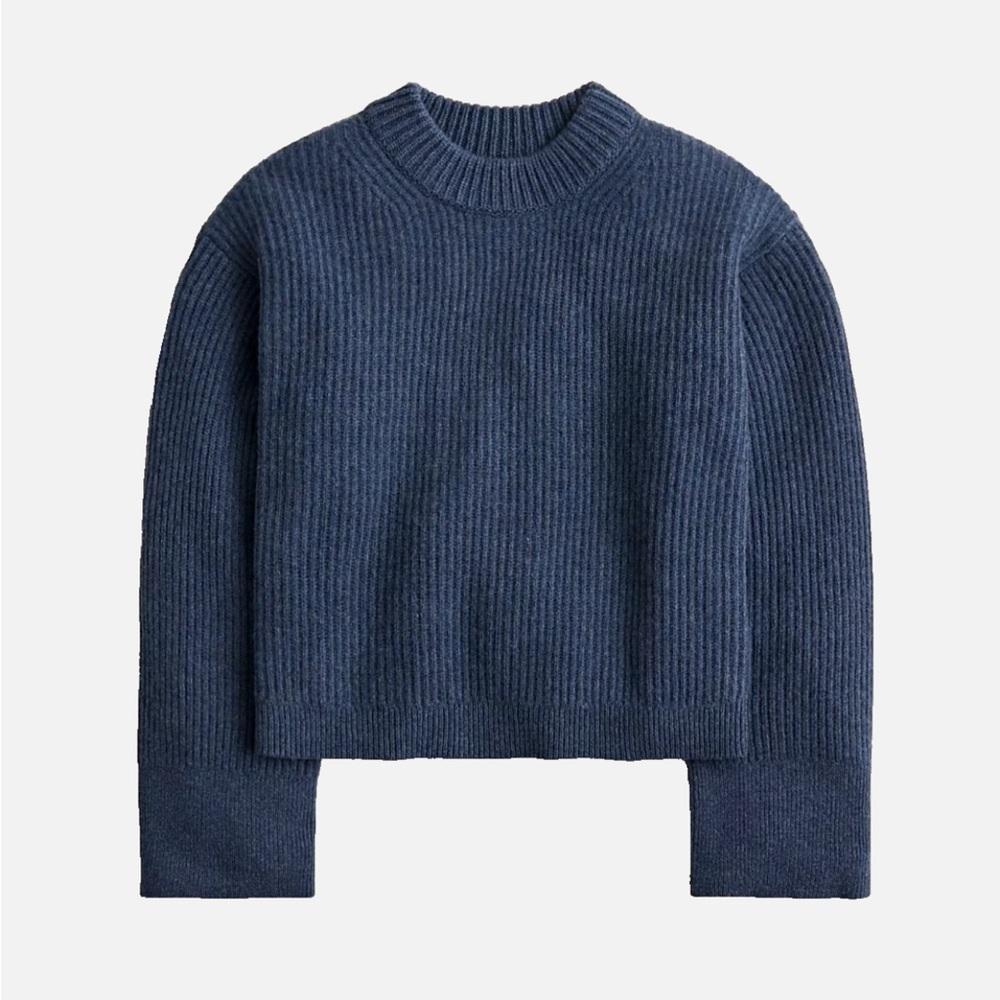 J. Crew Ribbed cashmere cropped crewneck sweater, Large